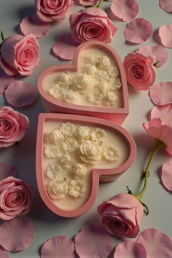 Sojas vaska svece ar aromātu. Sirds formā